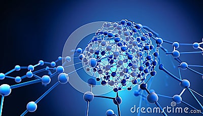 nanoparticle structure on blue background in blue design suitable for cover Stock Photo