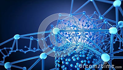 nanoparticle structure on blue background in blue design suitable for cover Stock Photo