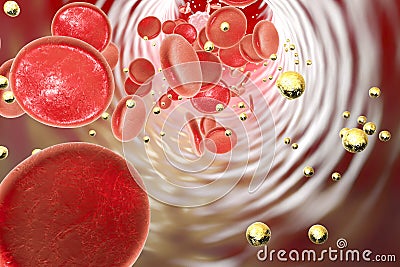 Nanoparticles in blood Cartoon Illustration