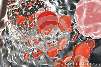 Nanoparticles in blood Cartoon Illustration