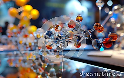 A nanorobot model designed for specific tasks at the molecular level displayed in a tech exhibit Stock Photo