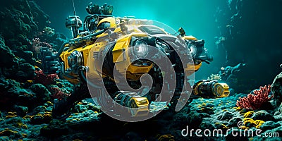 nanoscale robots exploring and mapping uncharted areas of the deep ocean Stock Photo