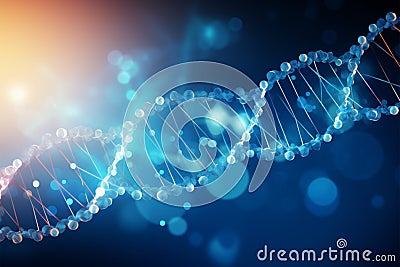 Nanotechnology backdrop, Illuminated DNA code, embodying scientific advancement Stock Photo