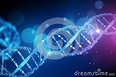 Nanotechnology backdrop, Illuminated DNA code, embodying scientific advancement Stock Photo