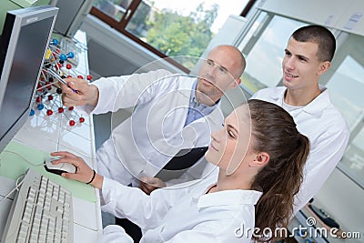 Nanotechnology interns in laboratory Stock Photo