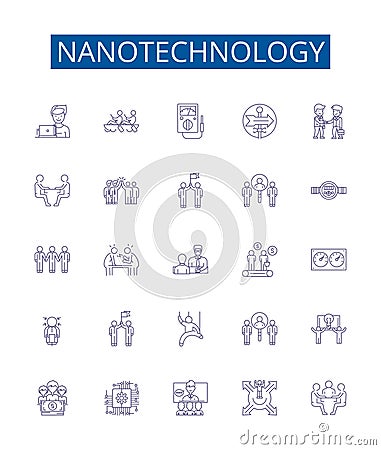 Nanotechnology line icons signs set. Design collection of Nano, Technology, Nanomaterials, Nanoparticles Vector Illustration