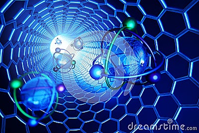 Nanotechnology, molecular structure and science concept, scientific illustration Stock Photo