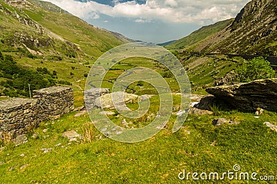 Nant Ffrancon Pass from Idwal Cottage Stock Photo