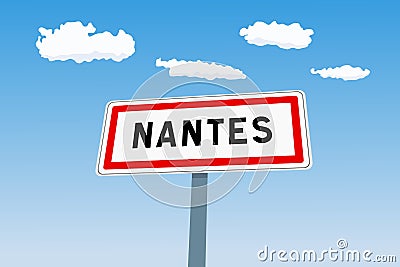 Nantes city sign in France Vector Illustration
