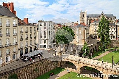 Nantes cityscape from the castle Editorial Stock Photo