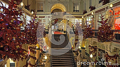 Nantes, France. The shopping mall Pommeraye during Christmas time Editorial Stock Photo