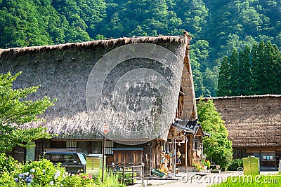 Gassho-zukuri houses at Suganuma village, Gokayama area, Nanto City, Toyama Prefecture, Japan. UNESCO Editorial Stock Photo