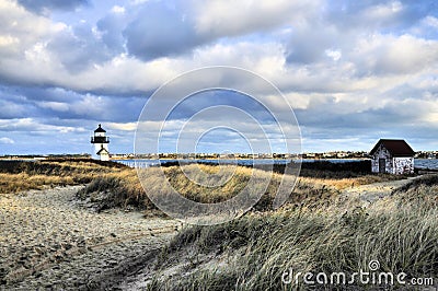 Nantucket`s Brant Point Lighthouse Stock Photo