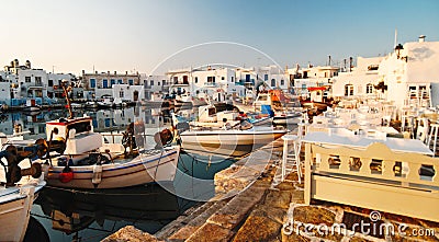 Naoussa harbor, Paros Stock Photo