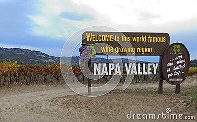 Napa Valley California Welcome Sign Stock Photo