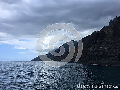 Napali Coast Mountains and Cliffs - Kauai Island, Hawaii. Stock Photo