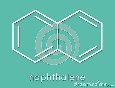 Naphthalene aromatic hydrocarbon molecule. Used as mothball ingredient. Skeletal formula. Stock Photo