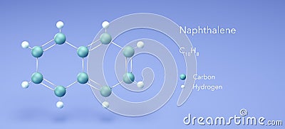 Naphthalene, molecular structures, 3d model, Structural Chemical Formula and Atoms with Color Coding Stock Photo