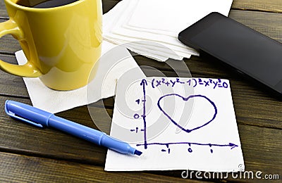 Napkin sketch mathematical formula of love Stock Photo