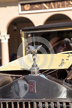 Yellow 1926 Rolls Royce Silver Ghost at the 32nd Annual Naples Depot Classic Car Show Editorial Stock Photo