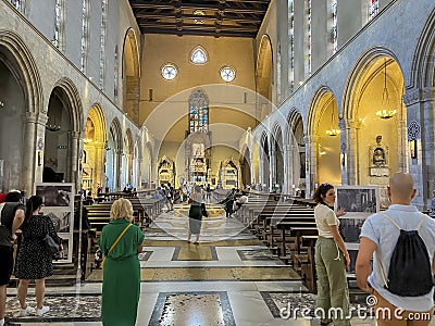Naples, Italy, Campania, September 28, 2023: Inside the Santa Chiara complex, Monastero di Santa Chiara in Naples. Colorful Editorial Stock Photo