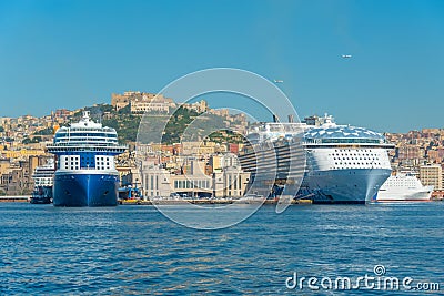 Naples, Italy, May 20, 2022: Castel Sant'Elmo overlooking cruise Editorial Stock Photo