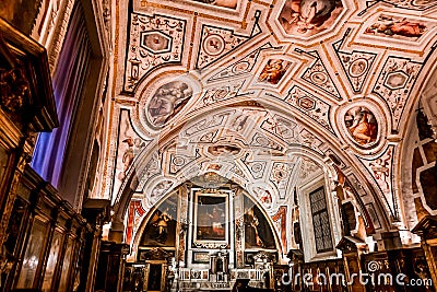 Vasari chapel in Sant Anna dei Lombardi church, Naples, Italy Editorial Stock Photo