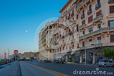 Naples, Italy, May 19, 2022: Sunset view of the seaside promenad Editorial Stock Photo