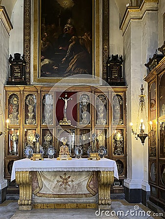 Naples, Italy - September 28, 2023: View of the interior of the Naples Cathedral Editorial Stock Photo