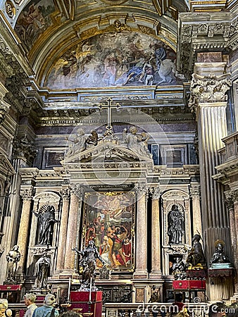 Naples, Italy - September 28, 2023: View of the interior of the Naples Cathedral Editorial Stock Photo