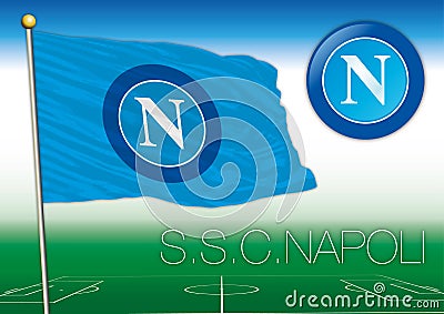 NAPLES, ITALY, YEAR 2017 - Serie A football championship, 2017 flag of the Napoli team Vector Illustration