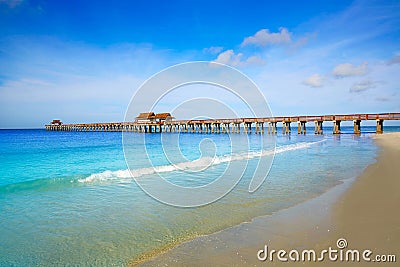 Naples Pier and beach in florida USA Stock Photo