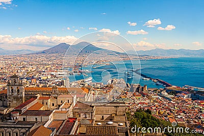 Naples, Stunning panorama with the Mount Vesuvius Stock Photo