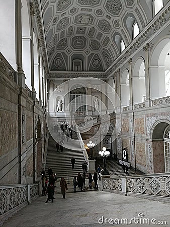 Naples - View of the Royal Staircase of Honor Editorial Stock Photo