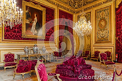 Napoleon III apartments, State Drawing room interior, Louvre museum, Paris France Editorial Stock Photo