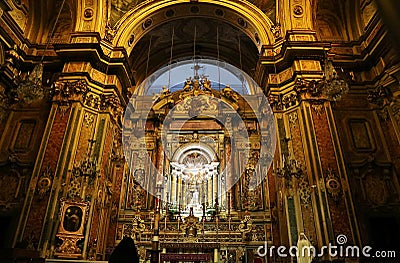 Napoli - Altare della Chiesa di San Giuseppe dei Ruffi Editorial Stock Photo