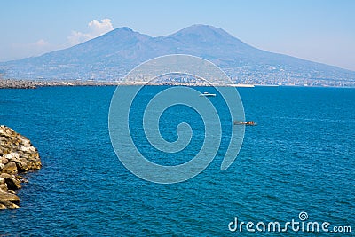 Napoli bay Naples bay, vesuvius volcano, Italy. Stock Photo