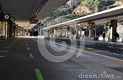 Napoli - Binari della stazione ferroviaria Mergellina Editorial Stock Photo