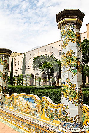 NAPOLI - Chiostro di Santa Chiara (The Santa Chiara Museum Complex) Stock Photo