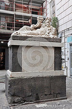 Napoli - Statua del Nilo in Largo Corpo di Napoli Editorial Stock Photo