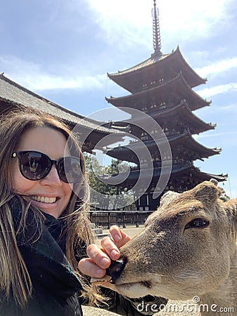 Nara Deer Park close to Kyoto and Osaka, Japan Editorial Stock Photo