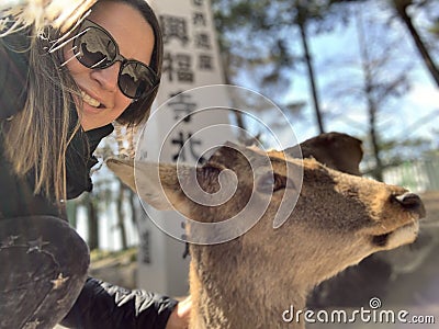 Nara Deer Park close to Kyoto and Osaka, Japan Editorial Stock Photo