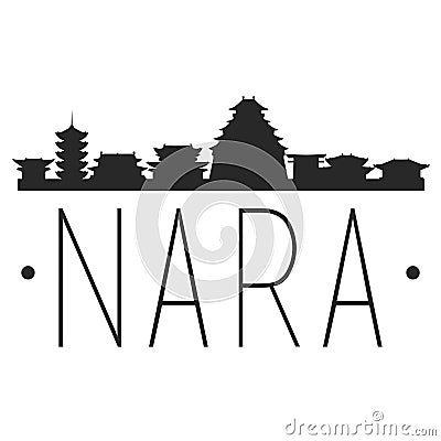 Nara Japan. City Skyline. Silhouette City. Design Vector. Famous Monuments. Vector Illustration