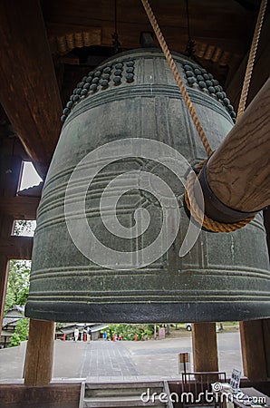 Traditional japanese bronze bell at Todai-ji Temple Nara, Japan Stock Photo