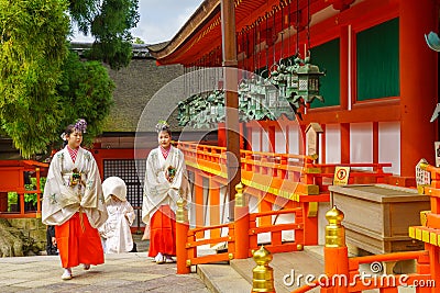 Wedding ceremony in the Kasuga Taisha Shrine, Nara Editorial Stock Photo