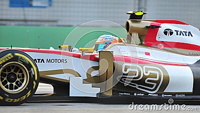 Narain Karthikeyan racing in F1 Singapore GP Editorial Stock Photo