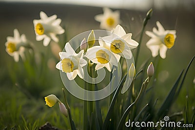 Narcissus. Daffodils. Narcissus poeticus Stock Photo