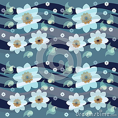 Narcissus daffodils seamless floral pattern. Springtime. Vector Vector Illustration