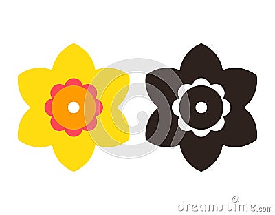 Narcissus - flower icon set Vector Illustration