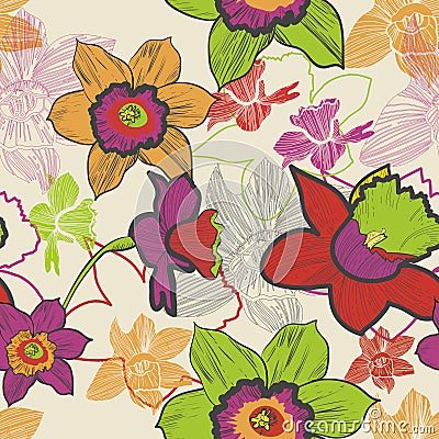 Narcissus pattern Vector Illustration